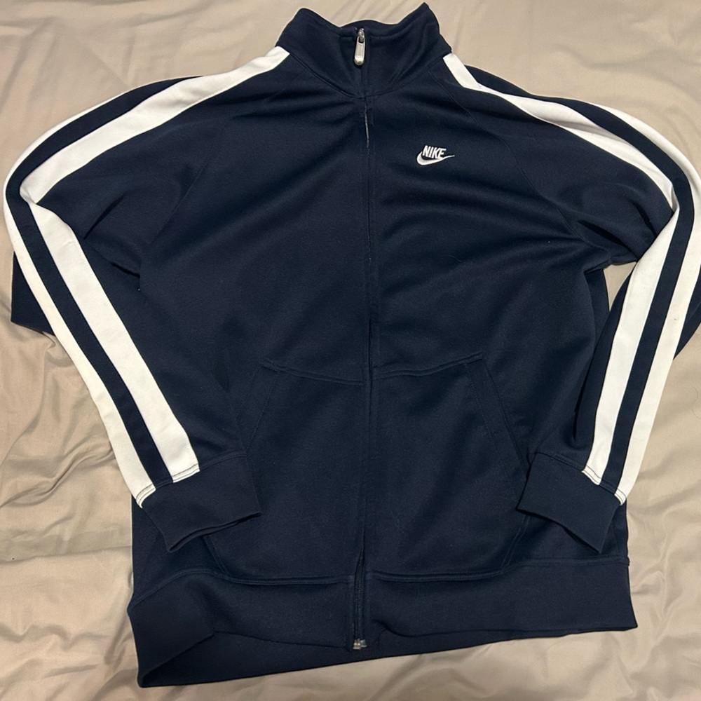 Vintage Y2K Nike Dark Blue and Gray Jacket